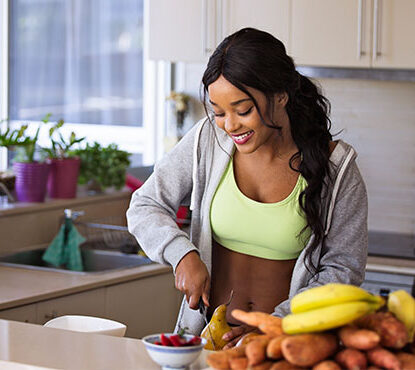 A woman cooking